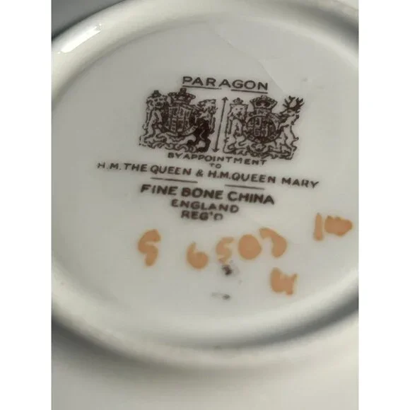 VTG Paragon English Bone China Footed Teacup and Saucer Pink and Floral on White